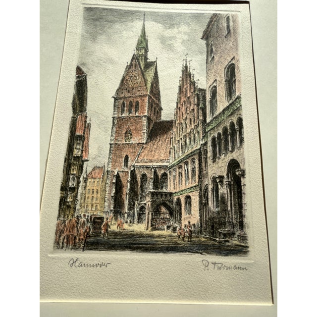 Paul Fuhrmann, Hannover Town with Historic Church, 1930, Etching, Framed For Sale - Image 3 of 9