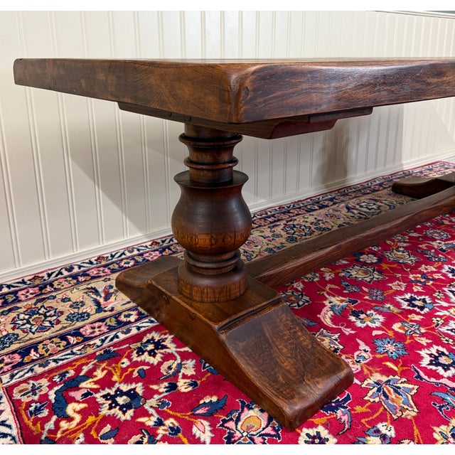 Late 19th Century Antique French Dining Farmhouse Monk Refectory Monastery Table Baluster Pedestal For Sale - Image 5 of 18