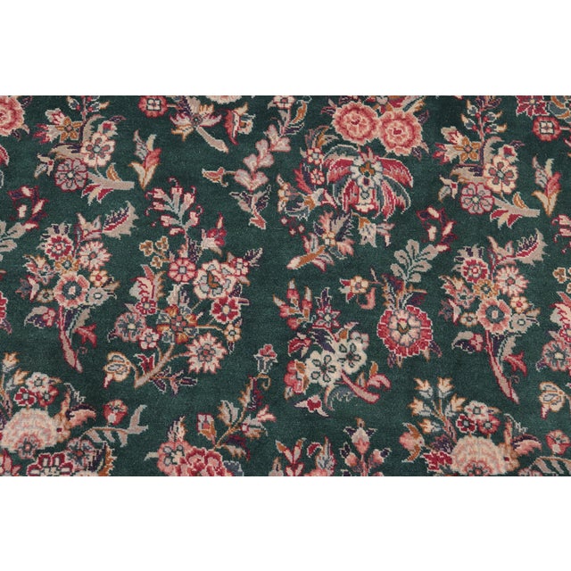 Shabby Chic Rich 1990's Pak-Persian Green/Green Wool Rug - 9'0'' X 13'0'' For Sale - Image 3 of 9