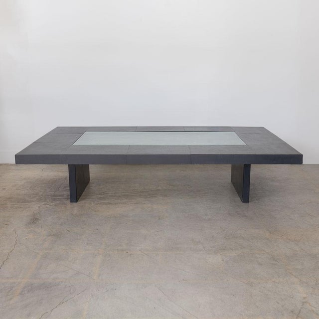 1970s Large French Black Slate and Glass Coffee Table For Sale In Los Angeles - Image 6 of 14