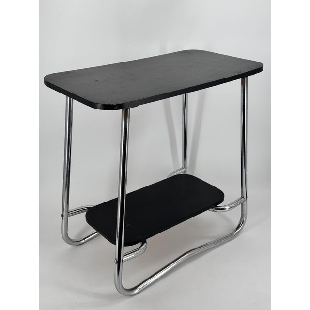 Contemporary Bauhaus Side Table in Chrome and Wood, 1930s For Sale - Image 3 of 18