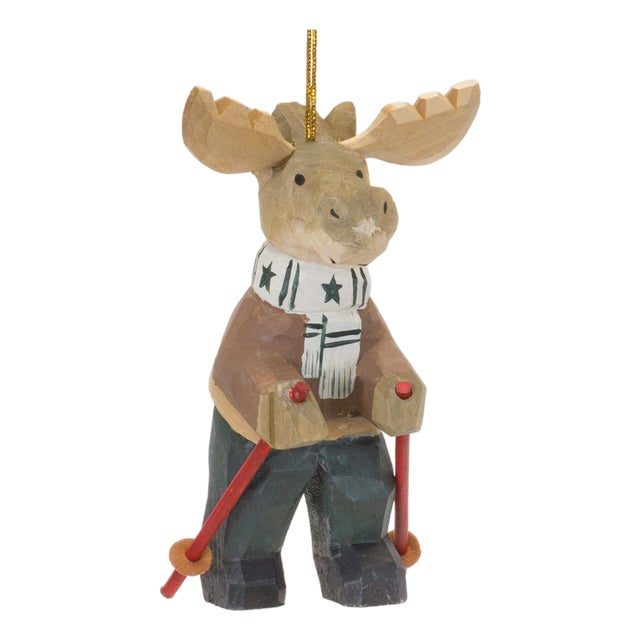 Moose on Skis Ornament (Set of 6) For Sale