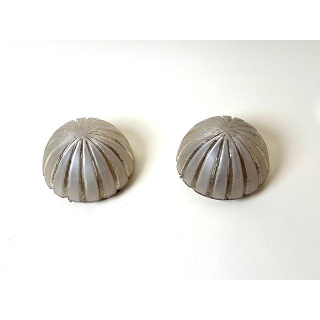 Sea Urchin Frosted Glass Wall Lights with Golden Glow, 1970s, Set of 2 For Sale - Image 13 of 18