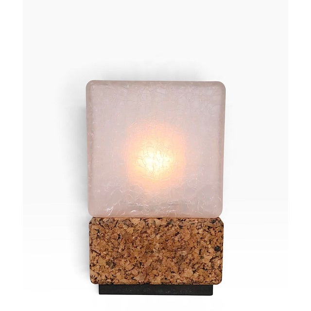 Mid 20th Century Danish Modern Cork and Glass Table Lamp For Sale In New York - Image 6 of 17