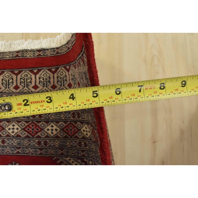 Bokhara Jaldar Rug 4’11” X 7’7” Red Wool Tribal Hand-Knotted Oriental Carpet For Sale - Image 10 of 12