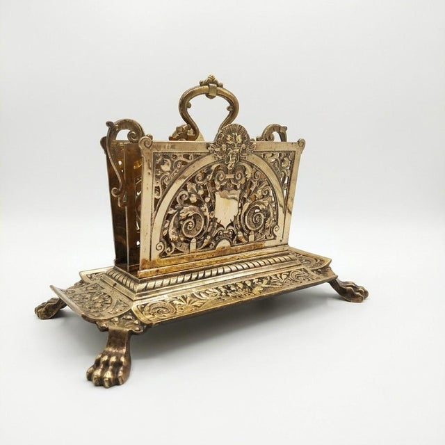 Antique 19th Century German Brass Letter Rack by j.c. Giessing Neo-Renaissance For Sale - Image 9 of 9