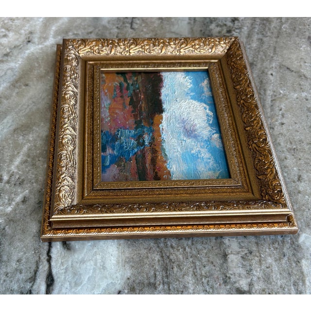 Vintage Abstract Expressionist Oil Painting of a River and Landscape in Autumn, Framed For Sale - Image 4 of 5