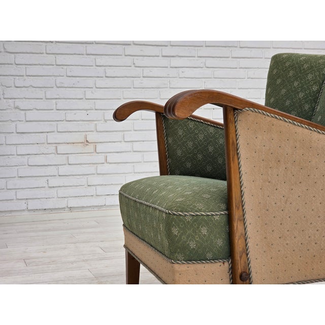 Vintage Danish Lounge Chair in Wool Fabric and Oak, 1950s For Sale - Image 6 of 18