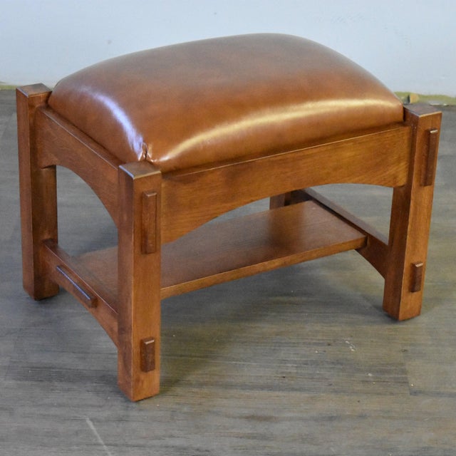 This is an Arts Crafts / Mission Oak Foot Stool made with solid White Oak and is a quality reproduction of the 100 year...