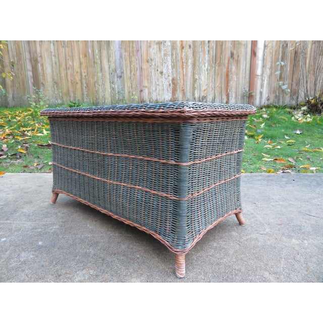 Vintage Palecek Wicker & Rattan Storage Trunk Blanket Chest Victorian Style Boho For Sale - Image 9 of 13