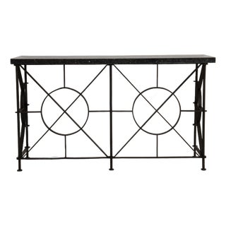 Wrought Iron Console Table With Blue Stone Top For Sale