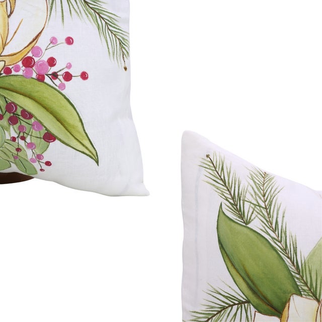 Not Yet Made - Made To Order Fabdivine Pure White Linen Handmade Block Print Decorative Throw Pillow Covers 17x17 Inches - Shahina For Sale - Image 5 of 5