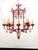 Red Immense Vintage Italian Tole Faux Bamboo Pagoda Lattice Brass Bell Chandelier ~ Rewired ~ Restored ~ Rejuvenated ~ Ready to Hang ~ For Sale - Image 8 of 12