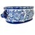 Late 20th Century Large Chinoiserie Blue & White Porcelain Foot Bath Planter With Pomegranate Handles For Sale - Image 4 of 11
