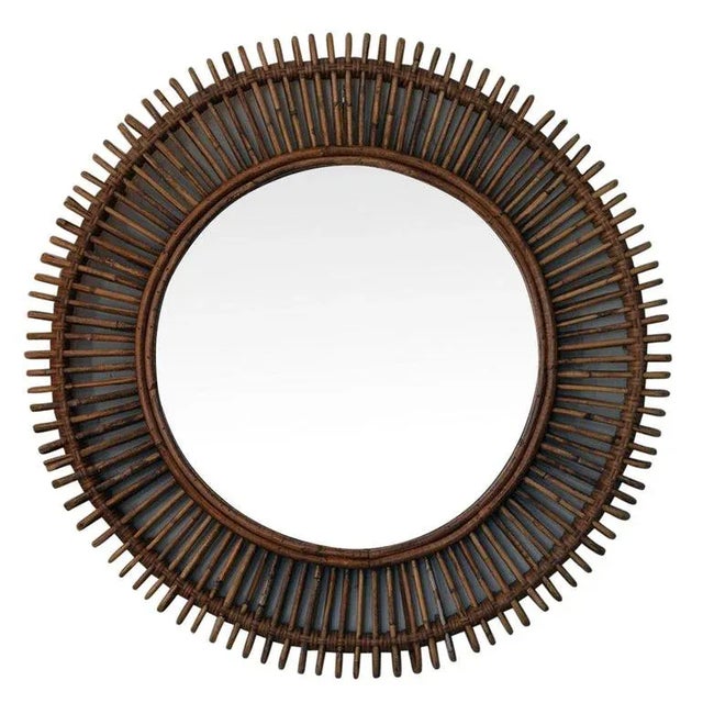 Not Yet Made - Made To Order Contemporary "Oculus" Round Rattan Convex Mirror For Sale - Image 5 of 5