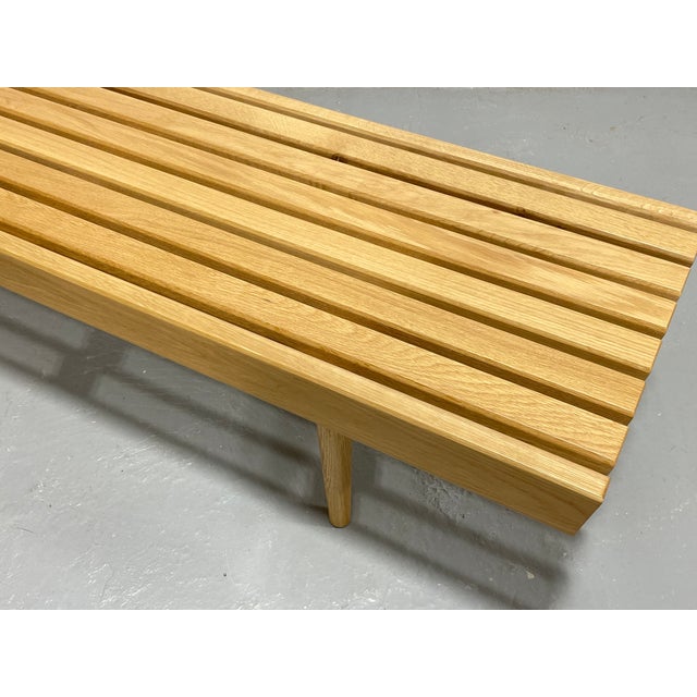 2020s Mid Century Modern Styled Handmade Oak Slat Bench | Long Coffee Table For Sale - Image 5 of 9