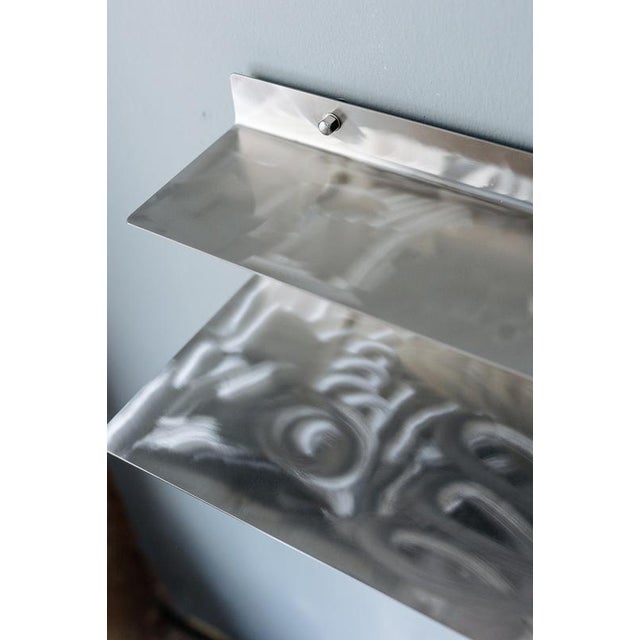 Metal Large Wall Shelf in Brushed Stainless Steel by Form & Eisen For Sale - Image 7 of 18