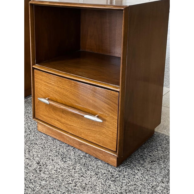 Widdicomb Walnut Nightstand End Tables by T. H. Robsjohn-Gibbings - A Pair For Sale - Image 9 of 11