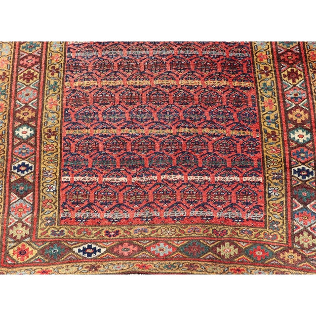 Antique Persian Kurdish Bidjar Gallery Rug With Repeating Paisley Design For Sale - Image 10 of 12