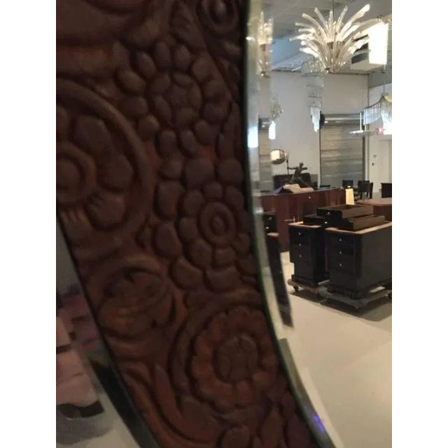 American Art Deco 1920s Mirror With Wood Floral Motif For Sale - Image 4 of 7
