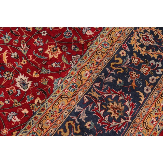 Traditional Floral 1990's Pak-Persian Red/Teal Wool Rug - 9'0'' X 12'0'' For Sale - Image 4 of 9