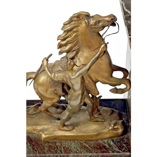 1800's Antique French Napoleon Iii, Marble, Mantel, Clock & Garnitures, Set of 3 For Sale - Image 4 of 7