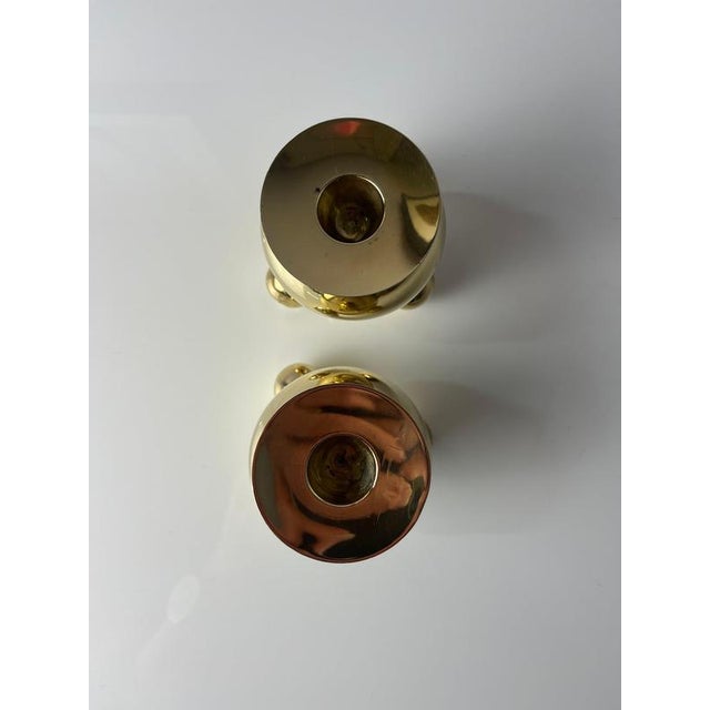 Gold Spherical Brass Candlesticks from Gusums Bruk, Set of 2 For Sale - Image 8 of 11