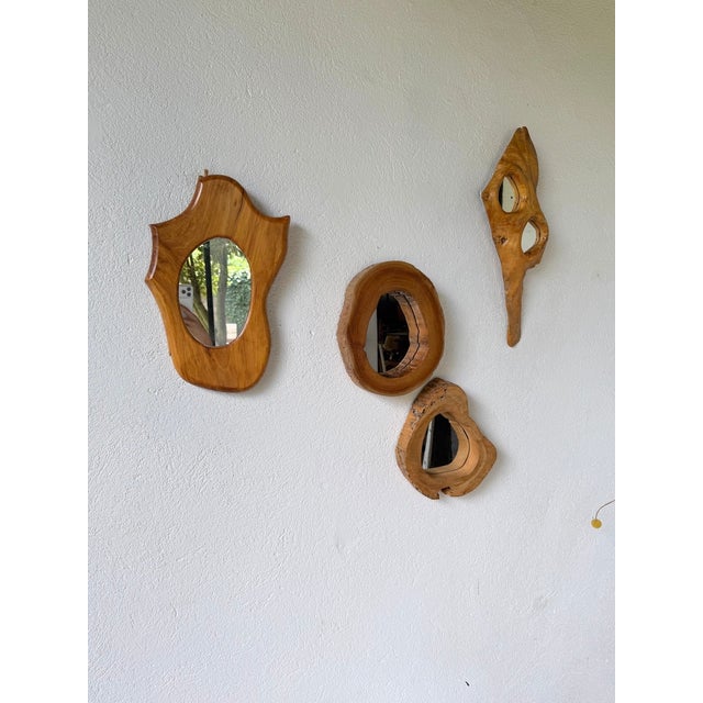 Brutalist Organic Wooden Mirrors, 1950s, Set of 4 For Sale - Image 14 of 18