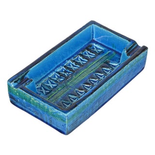 Rimini Blue Ceramic Ashtray attributed to Aldo Londi for Bitossi, Italy, 1960s For Sale