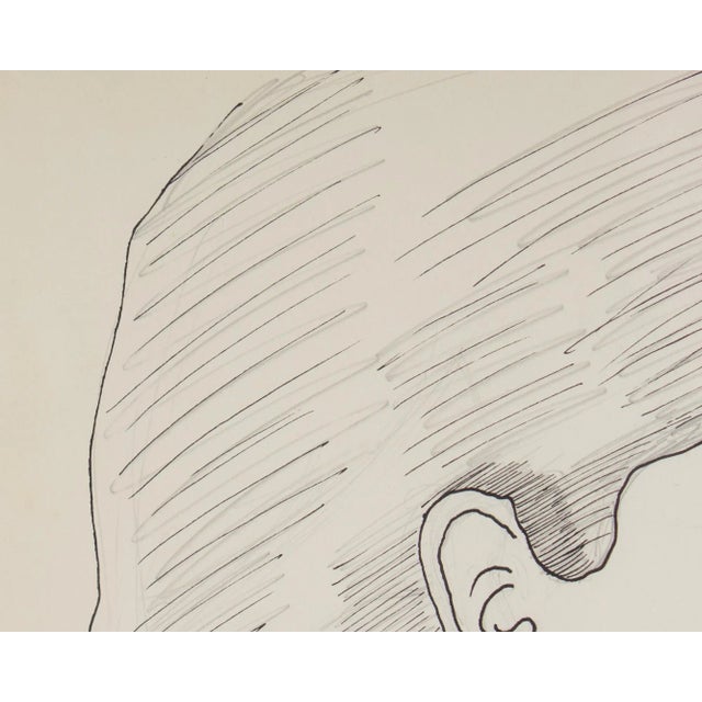 1970 Ink and Pencil Drawing of a Woman by Harry Hilson For Sale - Image 4 of 8