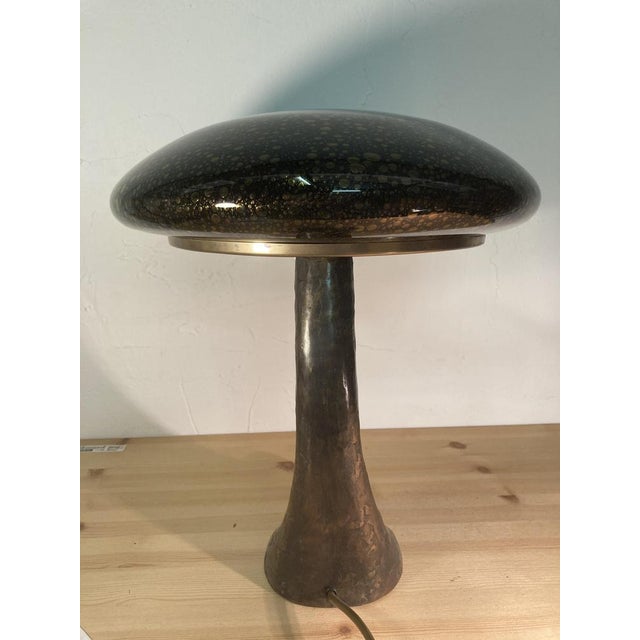 Brown Art Deco Murano Bubble Glass Mushroom Lamp For Sale - Image 8 of 13