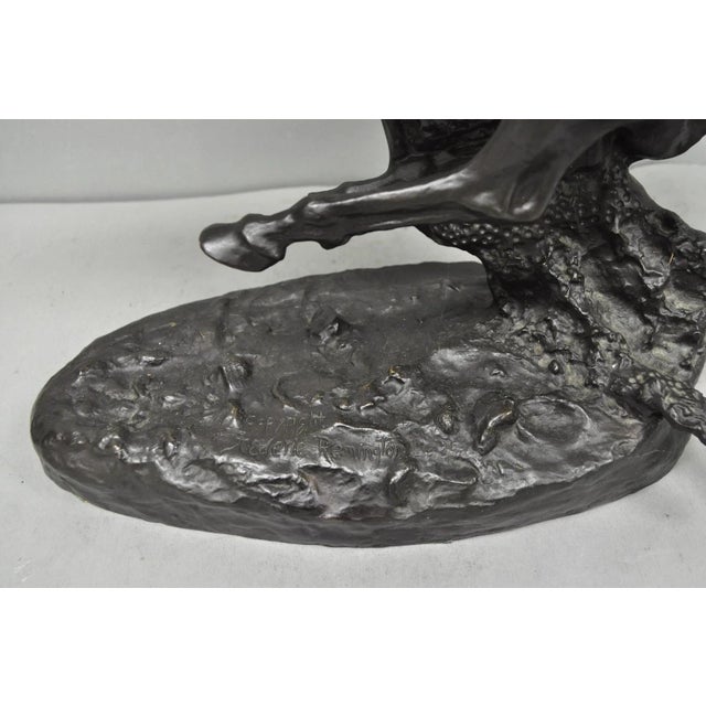 Brown Late 20th Century Frederic Remington "Cheyenne" Lost Wax Cast Bronze Native American Sculpture For Sale - Image 8 of 17