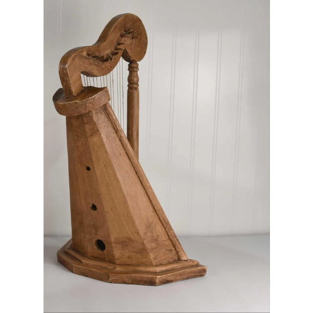 Vintage Celtic Irish Table Harp Carved Painted With Floral Decoration For Sale - Image 14 of 15