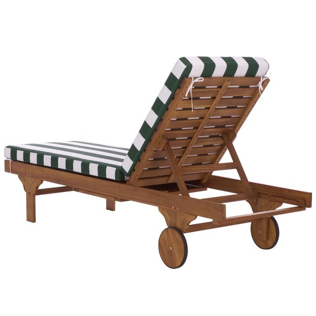 Spritely Home Newport Chaise Lounge, Green Stripe For Sale - Image 4 of 13