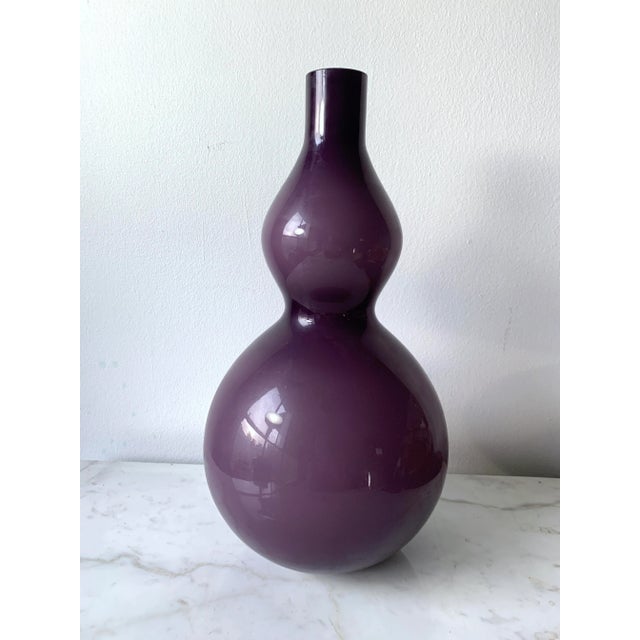 Purple Tall Vintage Aubergine Cased Glass Double Gourd Vase For Sale - Image 8 of 10