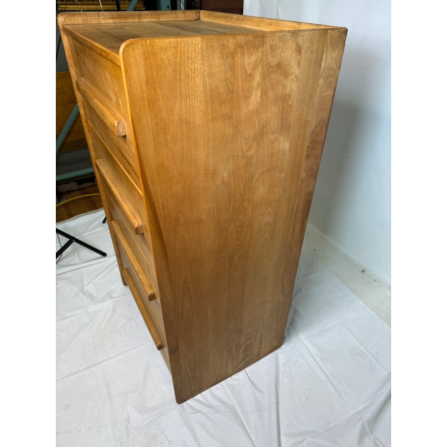 Mid Century Solid Maple Blonde Tall 4 Drawer Dresser For Sale In New York - Image 6 of 11
