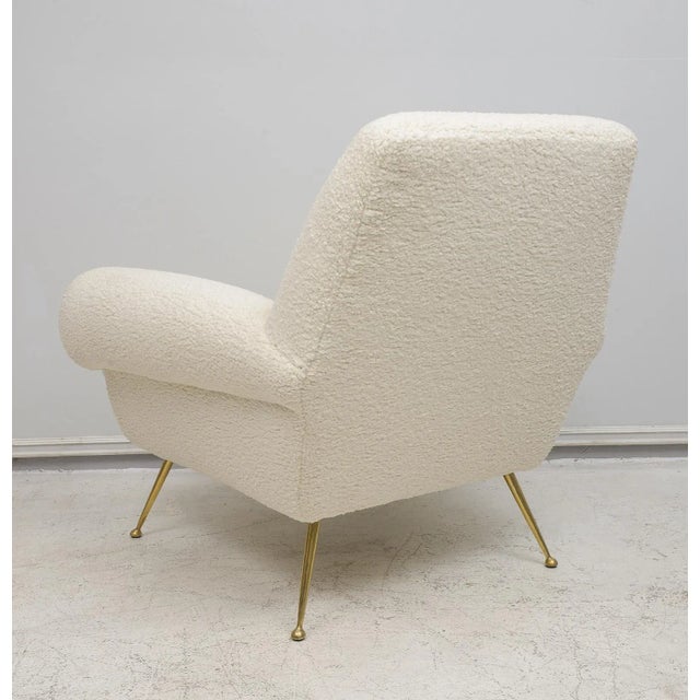 1950s Pair of 1950s Italian-Mid-Century Lounge Chairs Upholstered in Boucle For Sale - Image 5 of 9