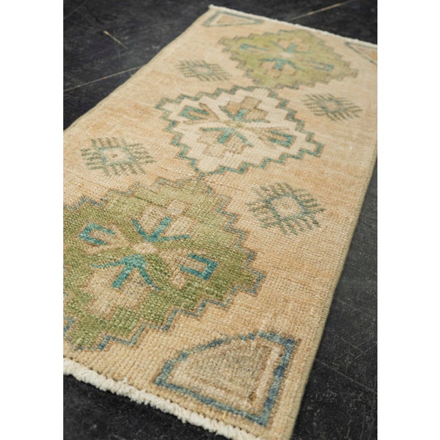 Textile Turkish Mini Rug Oriental Hand Knotted Vintage Rug 1'5" x 2'9" #21096 For Sale - Image 7 of 8