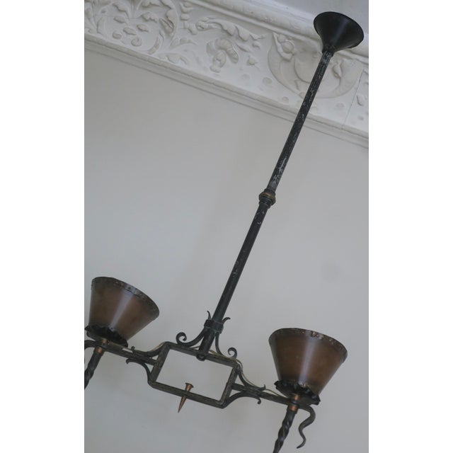 Brutalist Wrought Iron and Copper Chandelier, 1960s For Sale - Image 4 of 16