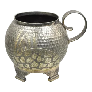 Antique Derby Silver Victorian Hammered Footed Round Silver Plated Jug Pitcher