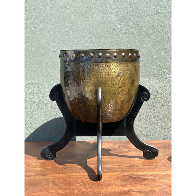 Vintage Hammered Brass Drum Table For Sale - Image 11 of 18
