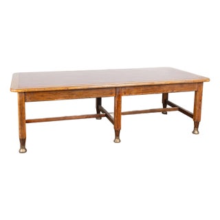 20th Century Large Danish Oak Writing Library Table With Red Leather Top For Sale