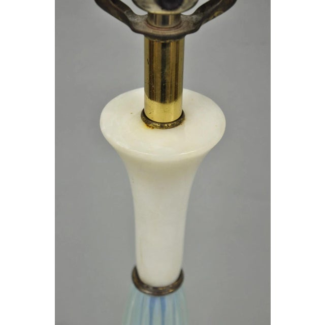 Vintage Murano Italian Mid Century Modern Blue Blown Glass Marble Table Lamp For Sale - Image 13 of 15