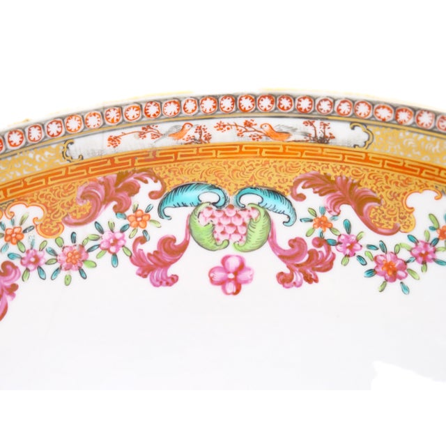 Rose Antique 18th Century Chinese Export Porcelain Famille Rose Punch Bowl For Sale - Image 8 of 14
