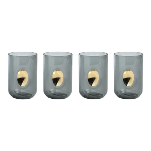 Ambrosi Tumblers with Gold Accent, Set of 4, Ash Gray