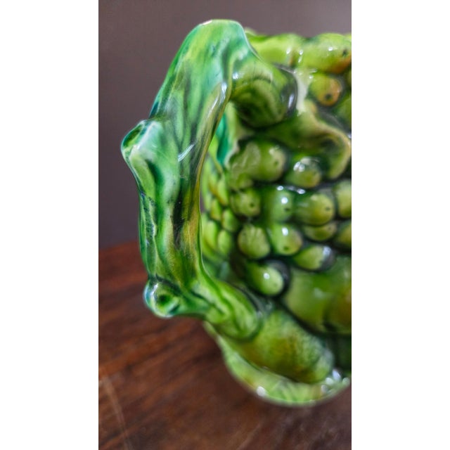 Green 1960s Inarco E2611 Green Majolica-Style Fruit Pitcher For Sale - Image 8 of 14