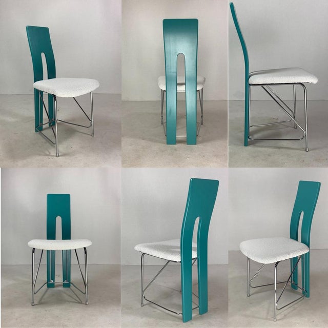 Postmodern Dining Chairs in Bouclé, 1980s, Set of 6 For Sale - Image 4 of 18