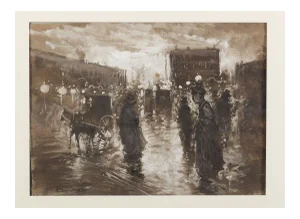 A Night in Paris - Original Mixed Media on Paper by P. Scoppetta - 1911 1911