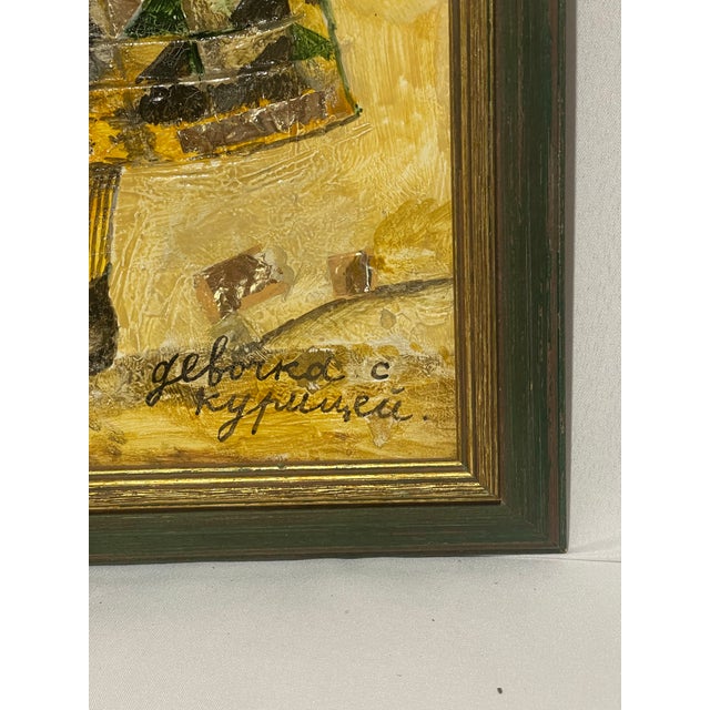 Signed Contemporary Folk Art Mixed-Media Portrait of Woman With Bird For Sale In Cincinnati - Image 6 of 11