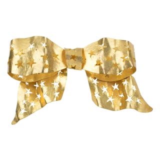 Sonia Rykiel Paris Giant Gilded Bow Brooch For Sale